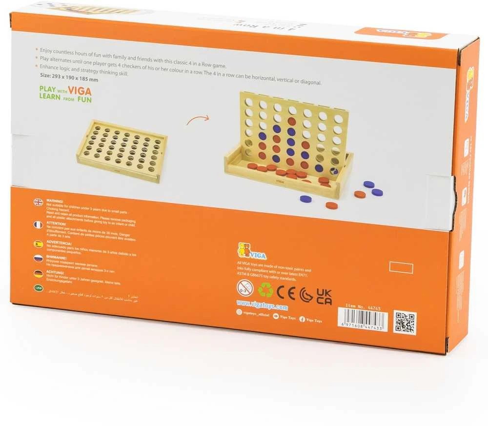 Dėlionė Medinis loginis žaidimas Viga Toys "4 in a Row" nuo 3 metų