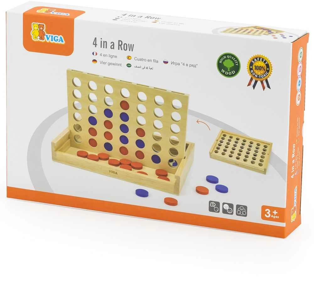 Dėlionė Medinis loginis žaidimas Viga Toys "4 in a Row" nuo 3 metų