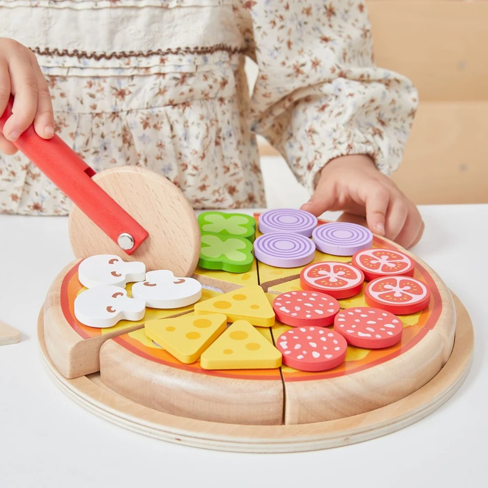 Viga Toys VIGA medinis picos pjaustyklės virtuvės rinkinys 27 d. vaikams nuo 18 mėn.