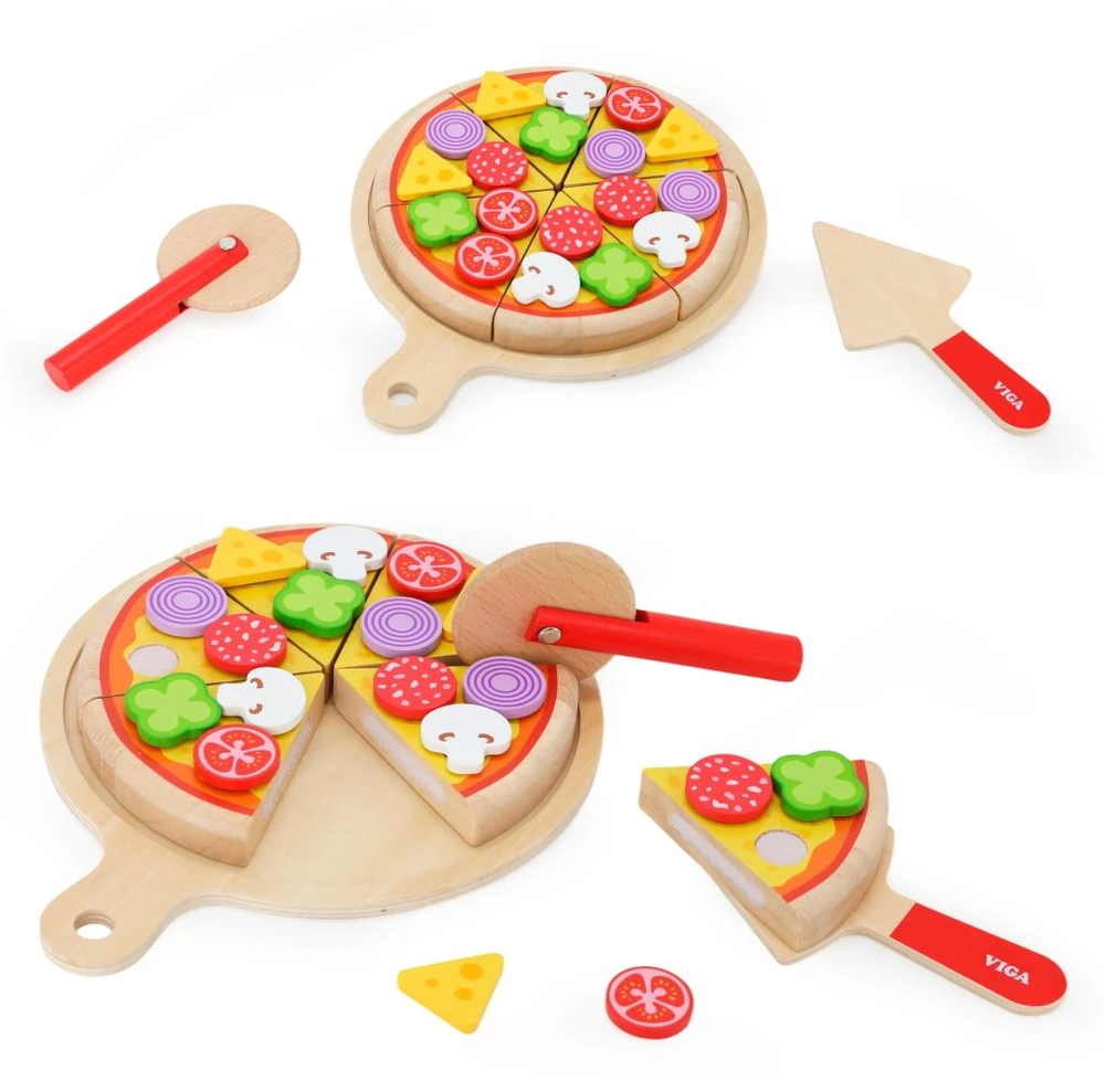 Viga Toys VIGA medinis picos pjaustyklės virtuvės rinkinys 27 d. vaikams nuo 18 mėn.