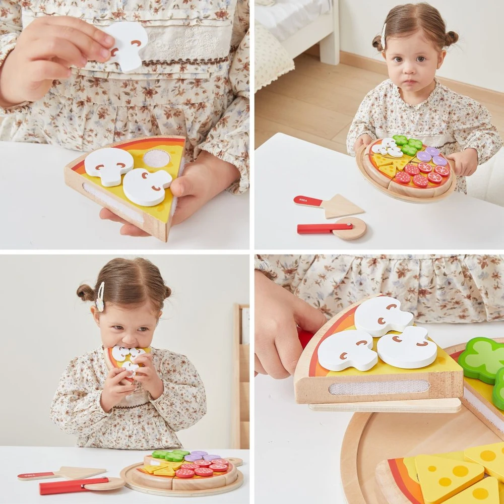 Viga Toys VIGA medinis picos pjaustyklės virtuvės rinkinys 27 d. vaikams nuo 18 mėn.