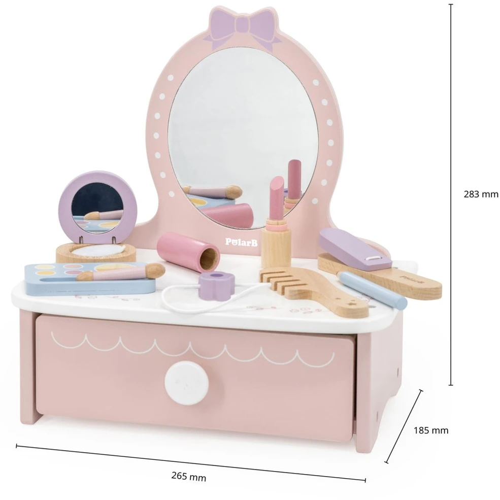 Viga Toys Viga Medinė Kosmetinė su Priedais Kūdikių Princesės Kampeliui