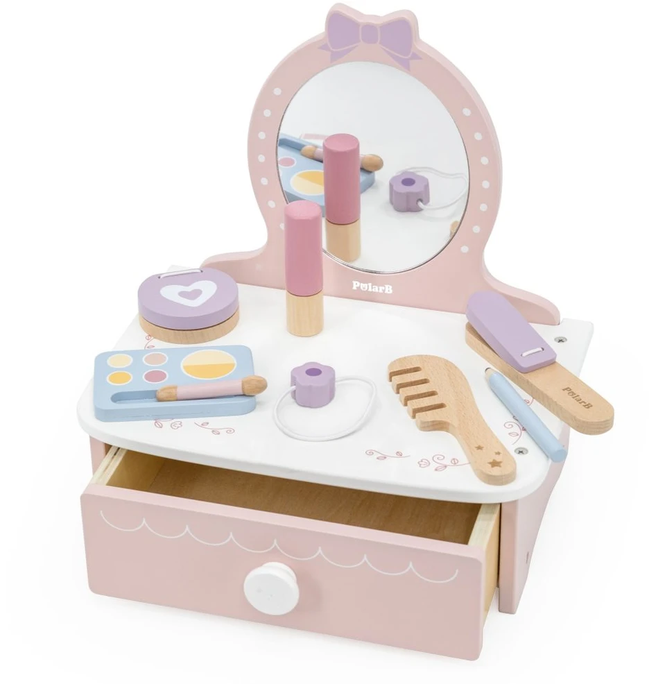 Viga Toys Viga Medinė Kosmetinė su Priedais Kūdikių Princesės Kampeliui