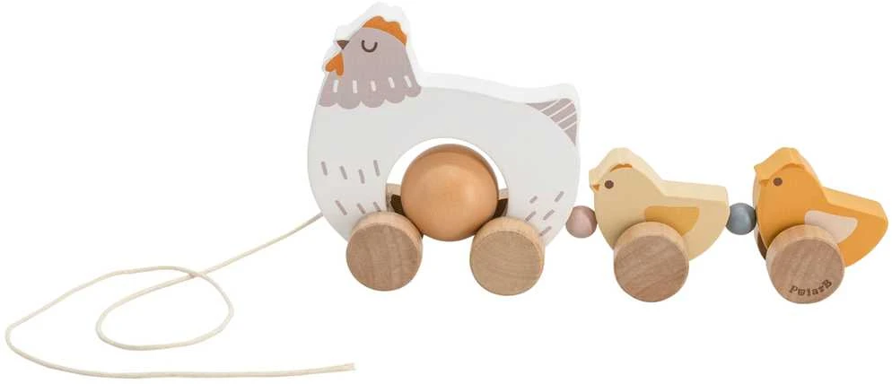 Viga Toys VIGA PolarB medinė vištelė su viščiukais traukimui