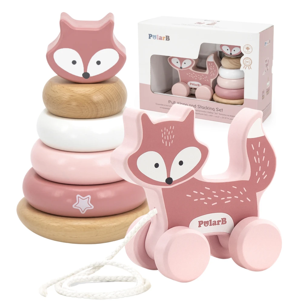 Viga Toys Viga Mediniai Žaislai: Lisekas Piramidė ir Traukiamas Lisekas