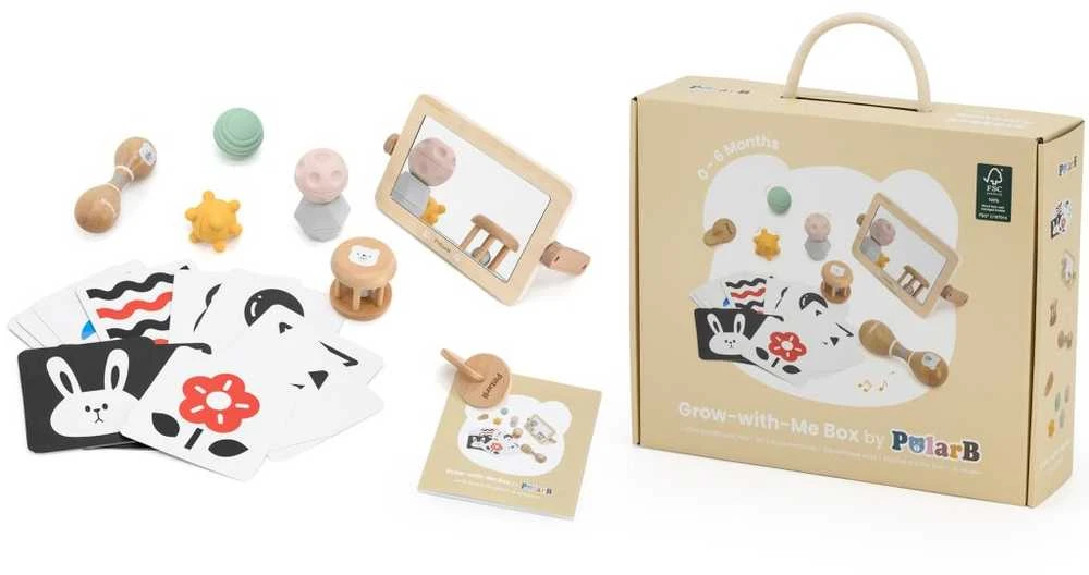 Viga PolarB medinis edukacinis žaislų rinkinys Grow-with-Me Box (0 - 6 mėn.)