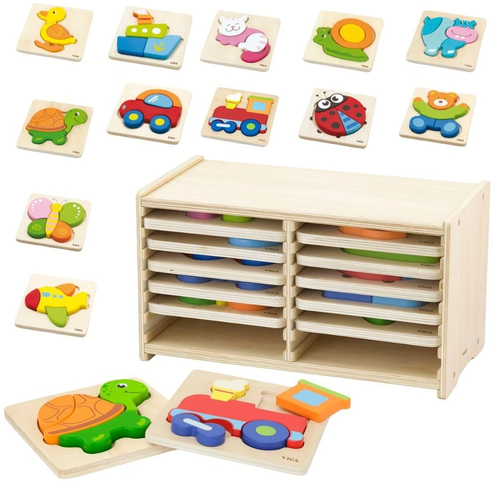 Dėlionė Viga Toys „Viga“ žaislų medinis galvosūkis 12 lentų