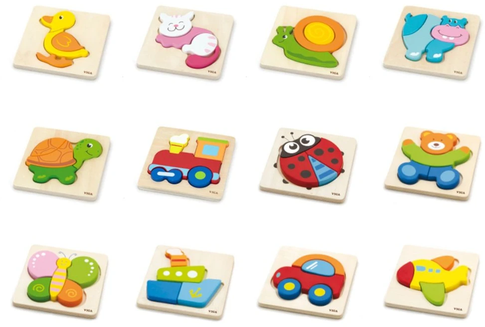 Dėlionė Viga Toys „Viga“ žaislų medinis galvosūkis 12 lentų