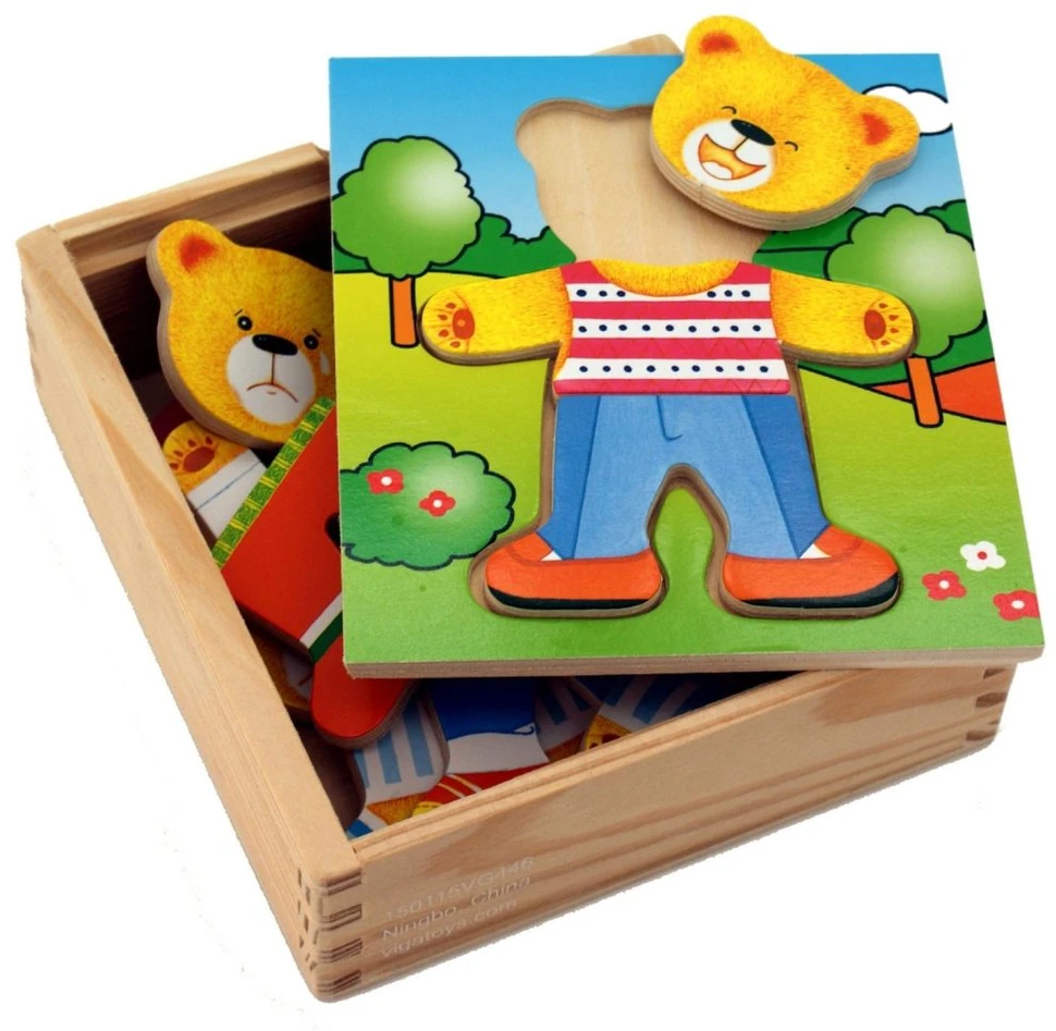 Dėlionė Viga Toys „Viga Wooden Puzzle“ edukacinis galvosūkis su meškiuku
