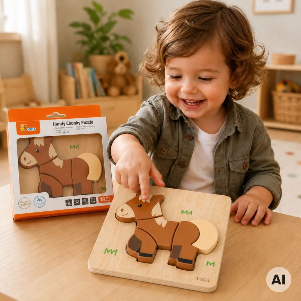 Viga Toys medinė dėlionė Mano draugas arkliukas