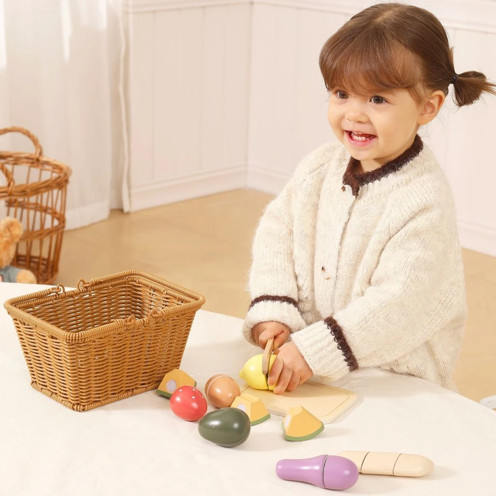 Viga Toys mediniai vaisiai pjaustymo rinkinys PolarB 21 vnt