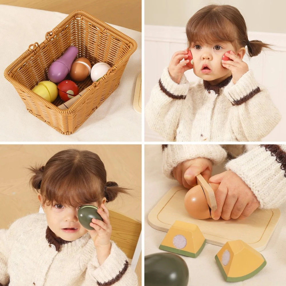 Viga Toys mediniai vaisiai pjaustymo rinkinys PolarB 21 vnt
