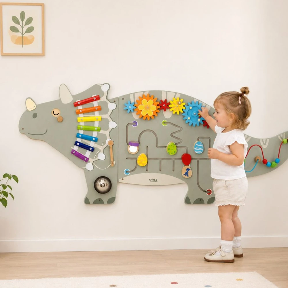 Viga Toys VIGA triceratopso veiklos sieninė panelė nuo 18 mėn.