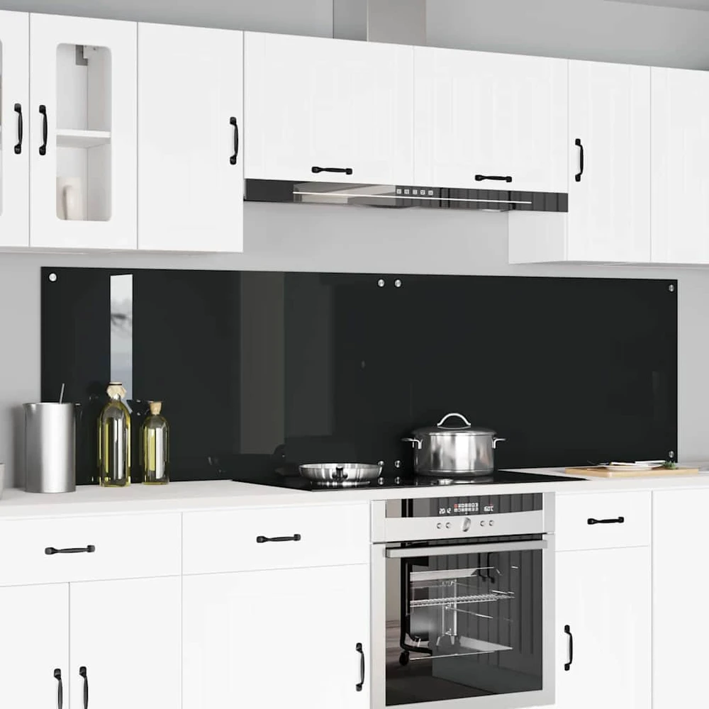 Virtuvės atbraila 2 vnt. Juoda 110 x 60 cm grūdintas stiklas