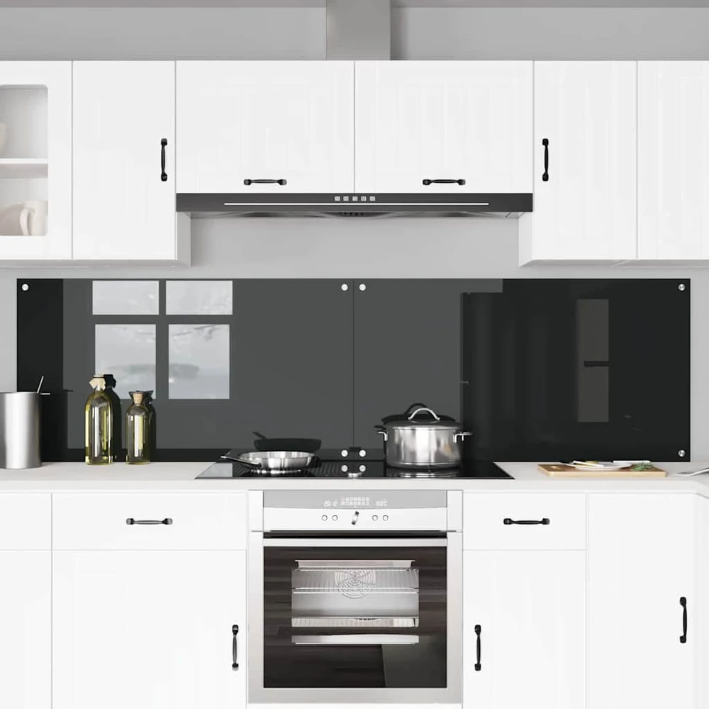 Virtuvės atbraila 2 vnt. Juoda 110 x 60 cm grūdintas stiklas