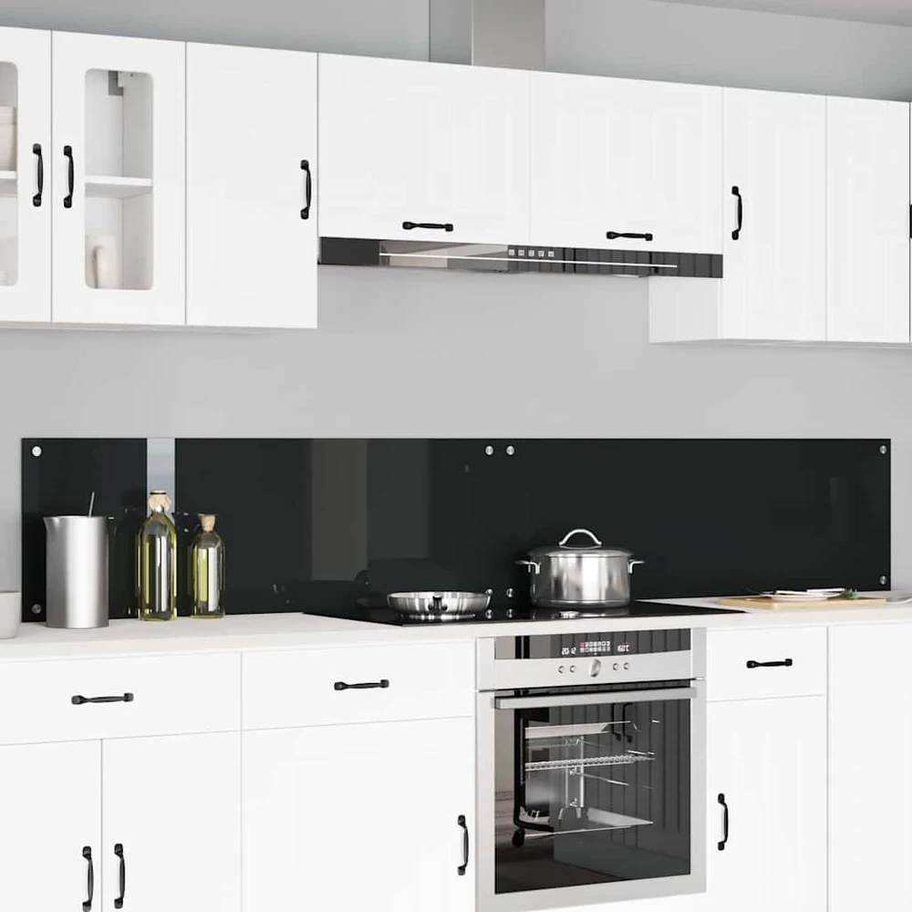 Virtuvės atbraila 2 vnt. Juoda 120 x 40 cm grūdintas stiklas
