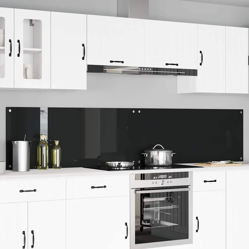 Virtuvės atbraila 2 vnt. Juoda 120 x 50 cm grūdintas stiklas