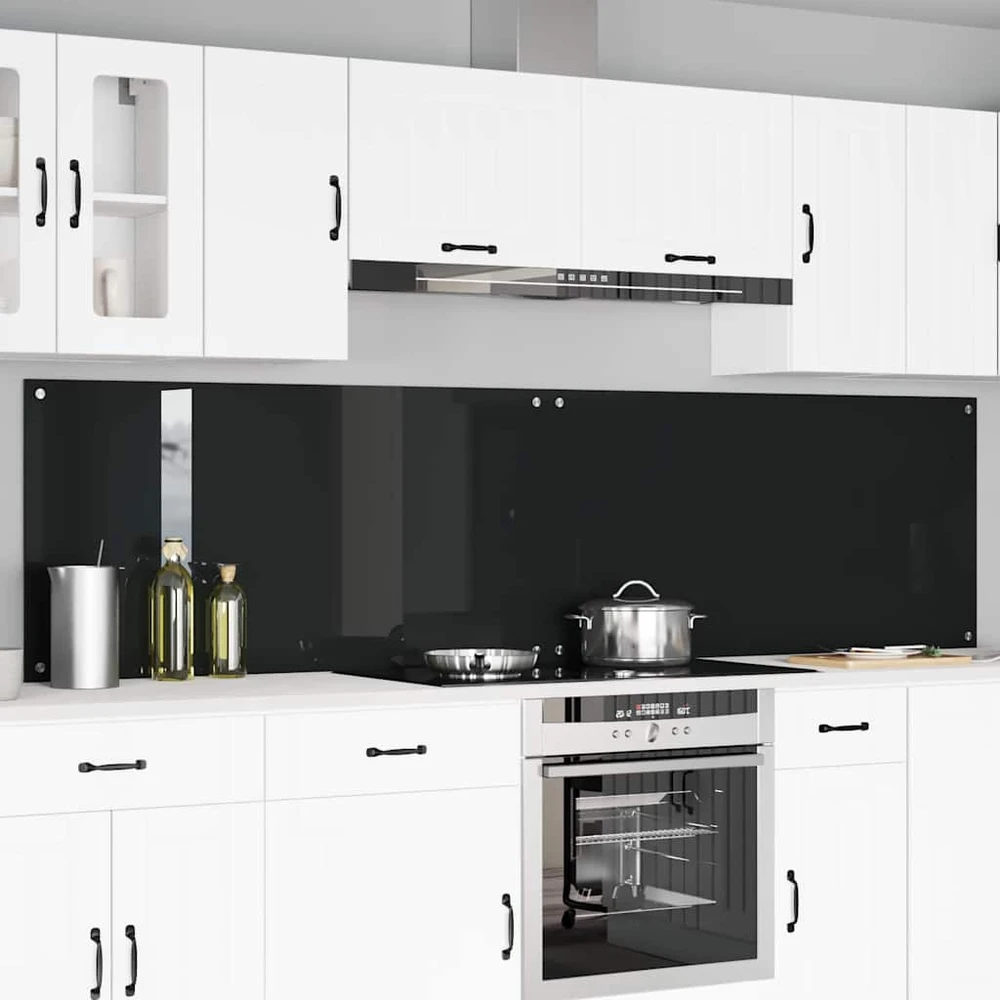 Virtuvės atbraila 2 vnt. Juoda 120 x 60 cm grūdintas stiklas