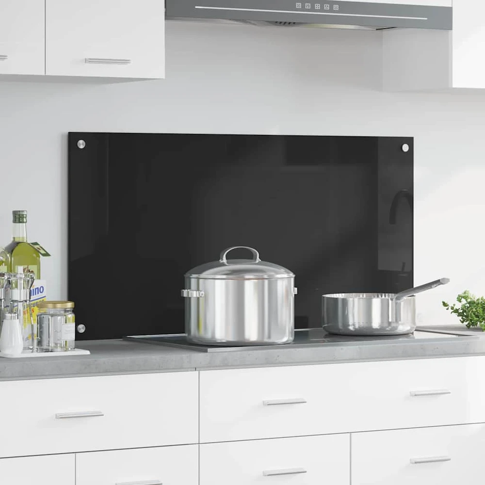 Virtuvės atbraila Juoda 100 x 50 cm grūdintas stiklas