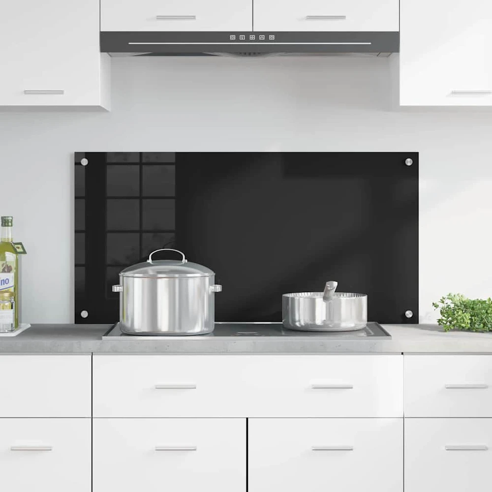 Virtuvės atbraila Juoda 100 x 50 cm grūdintas stiklas