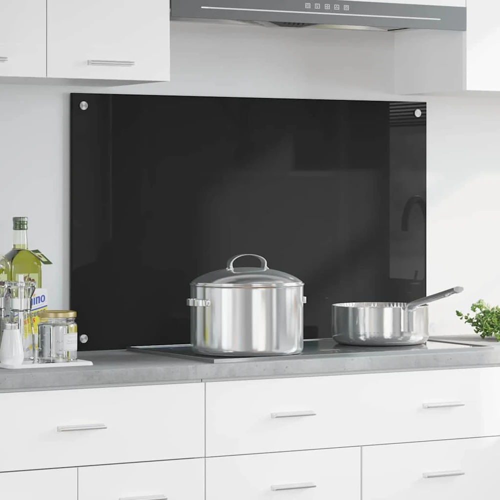 Virtuvės atbraila Juoda 100 x 60 cm grūdintas stiklas