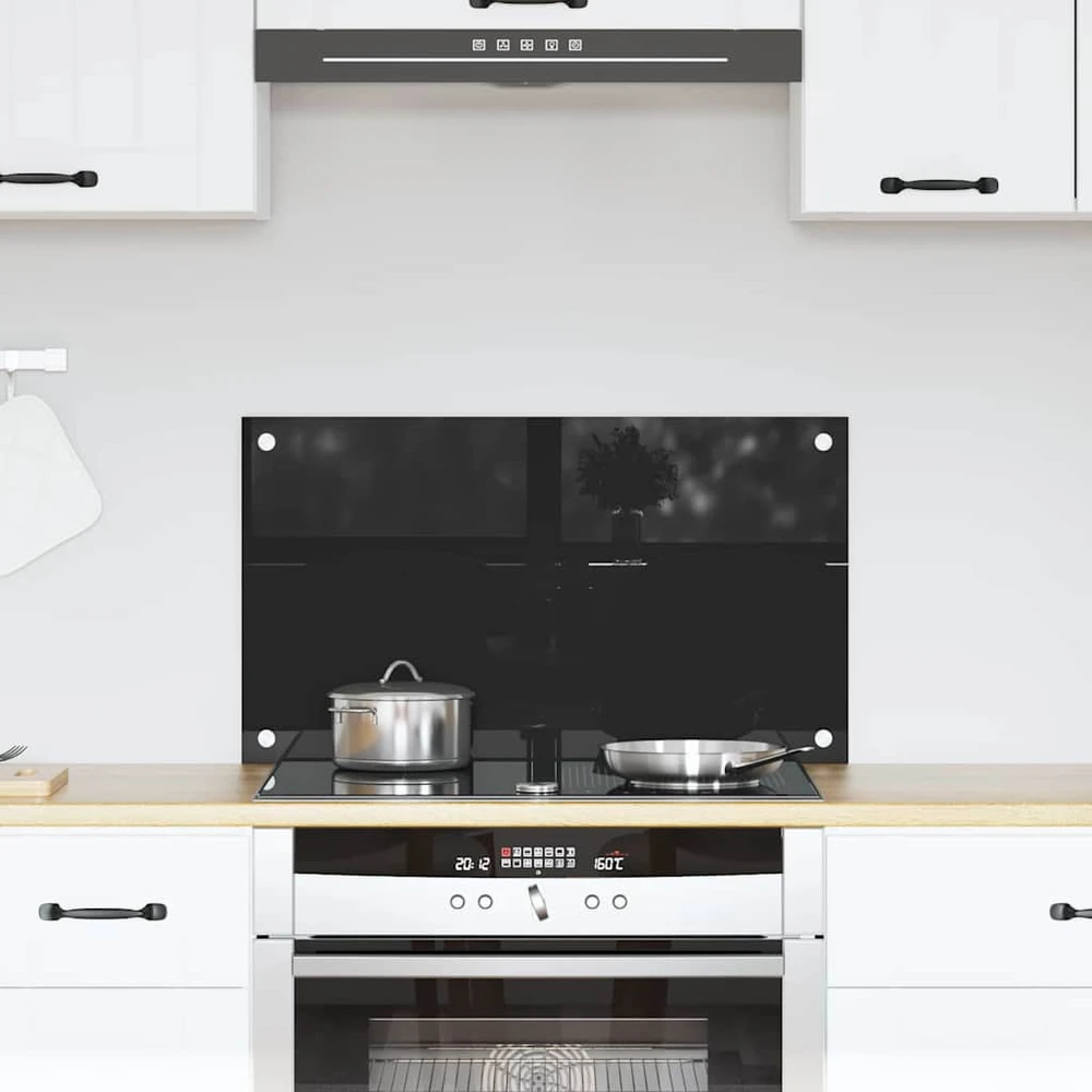 Virtuvės atbraila Juoda 70 x 40 cm grūdintas stiklas