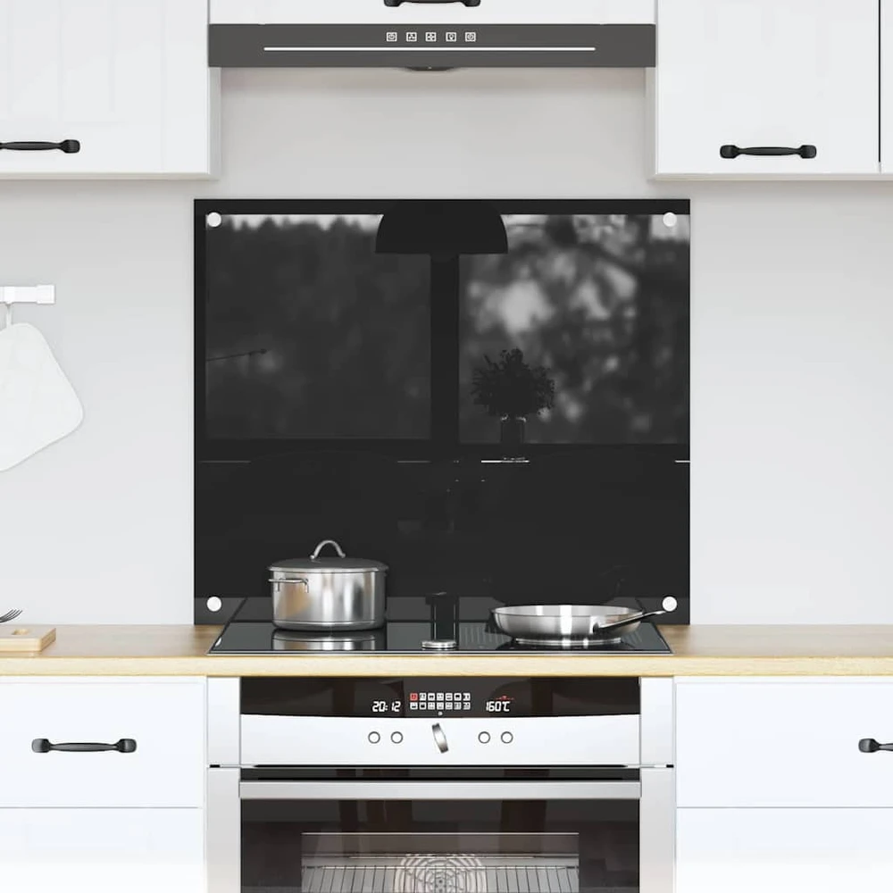 Virtuvės atbraila Juoda 70 x 60 cm grūdintas stiklas