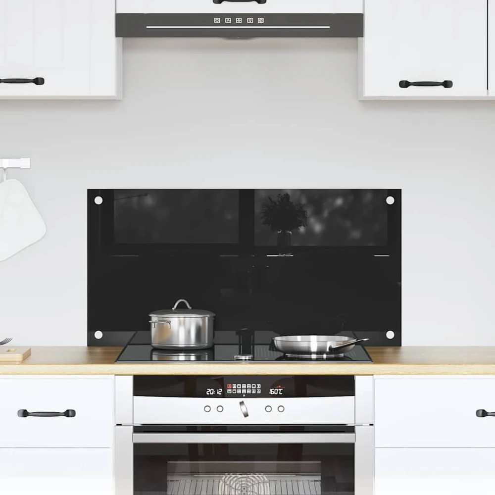 Virtuvės atbraila Juoda 80 x 40 cm grūdintas stiklas