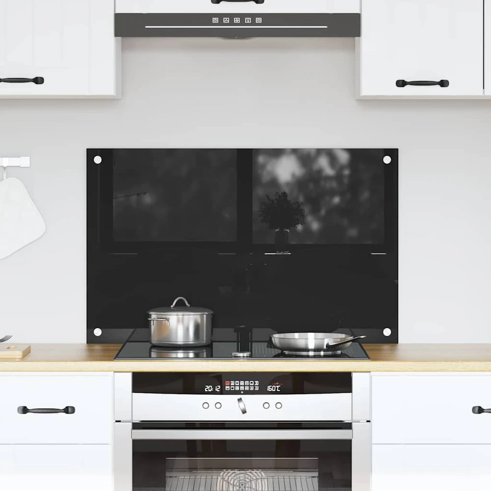 Virtuvės atbraila Juoda 80 x 50 cm grūdintas stiklas