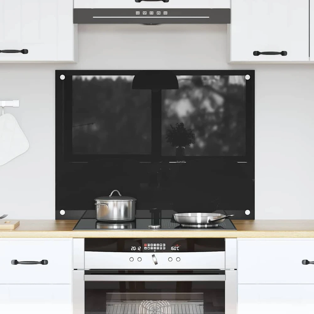 Virtuvės atbraila Juoda 80 x 60 cm grūdintas stiklas