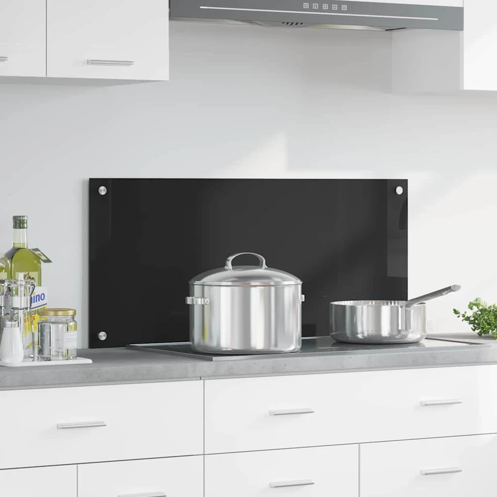 Virtuvės atbraila Juoda 90 x 40 cm grūdintas stiklas