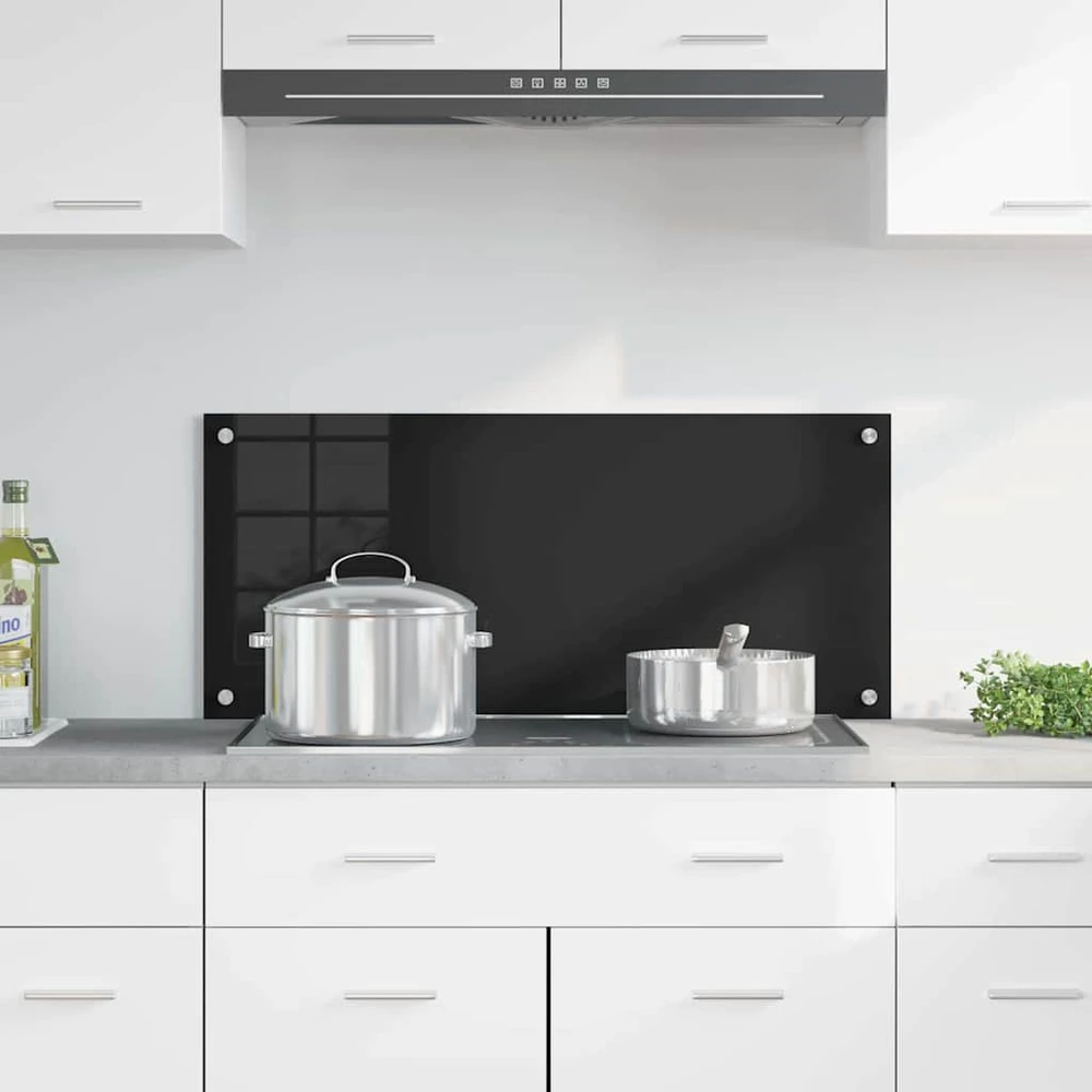Virtuvės atbraila Juoda 90 x 40 cm grūdintas stiklas
