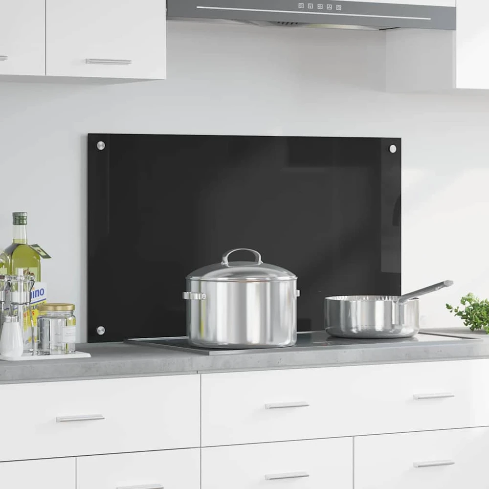 Virtuvės atbraila Juoda 90 x 50 cm grūdintas stiklas