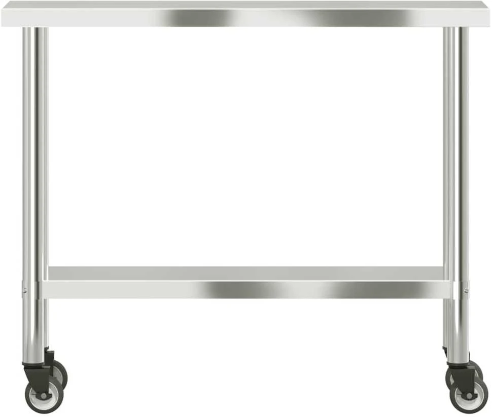 Virtuvės darbastalis su ratukais, 110x30x85cm, plienas