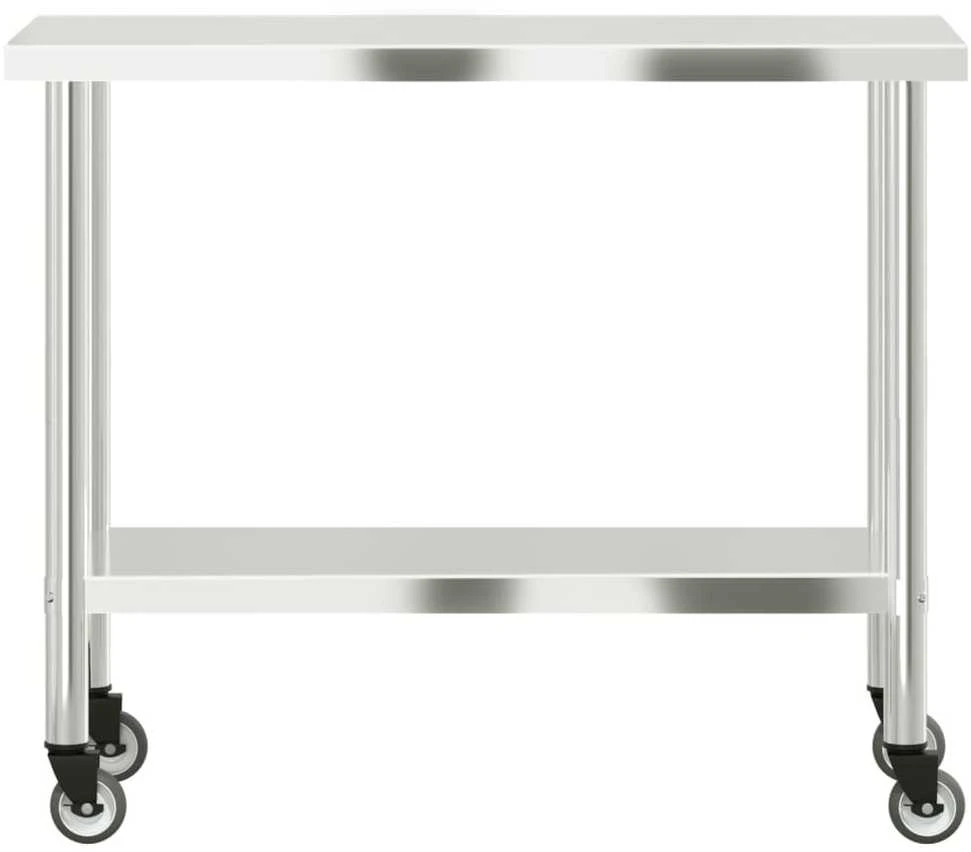 Virtuvės darbastalis su ratukais, 110x55x85cm, plienas