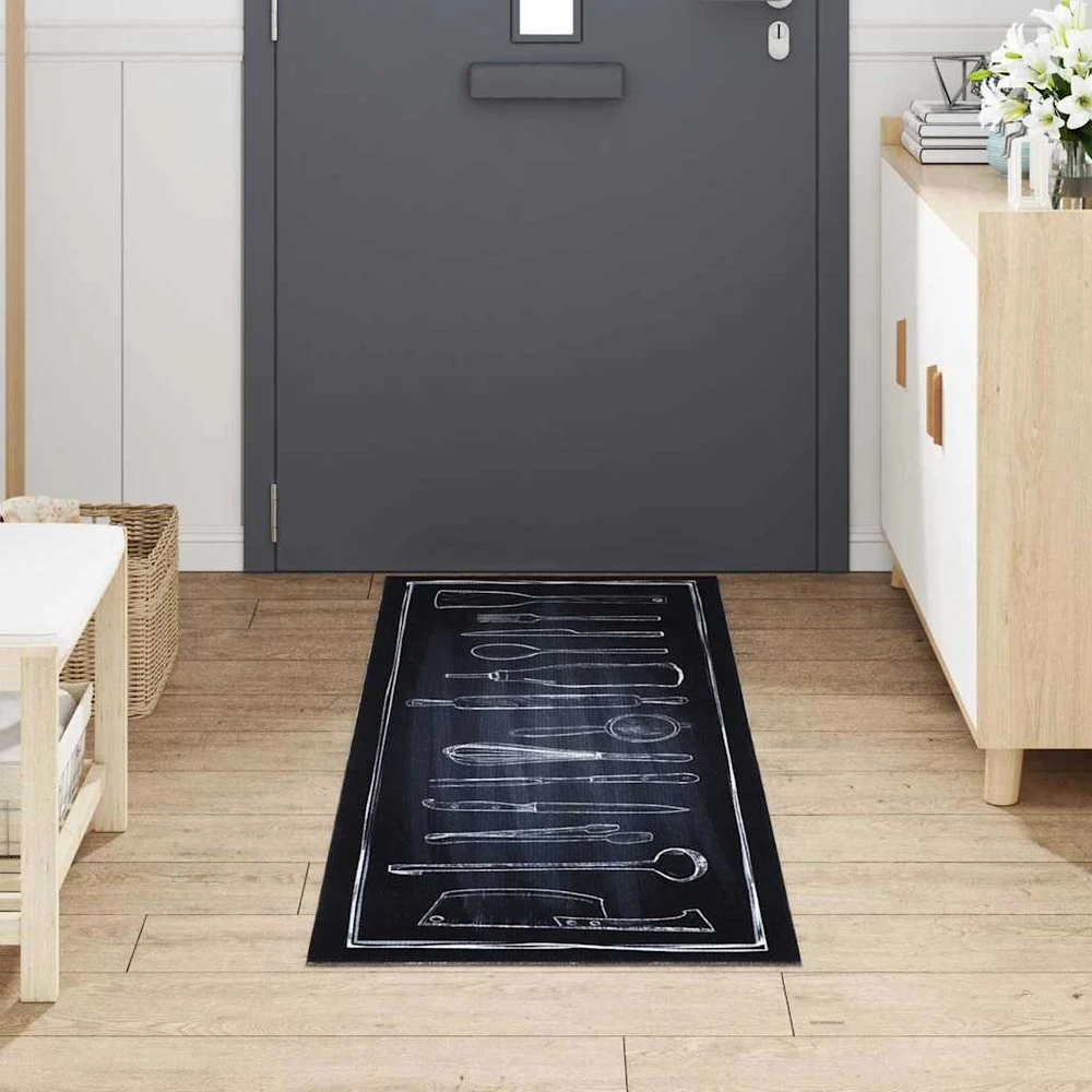 Virtuvės kilimas Juoda 180 x 60 cm Aksomas