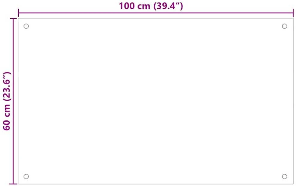 Virtuvės atbraila 2 vnt. Balta 100 x 60 cm grūdintas stiklas