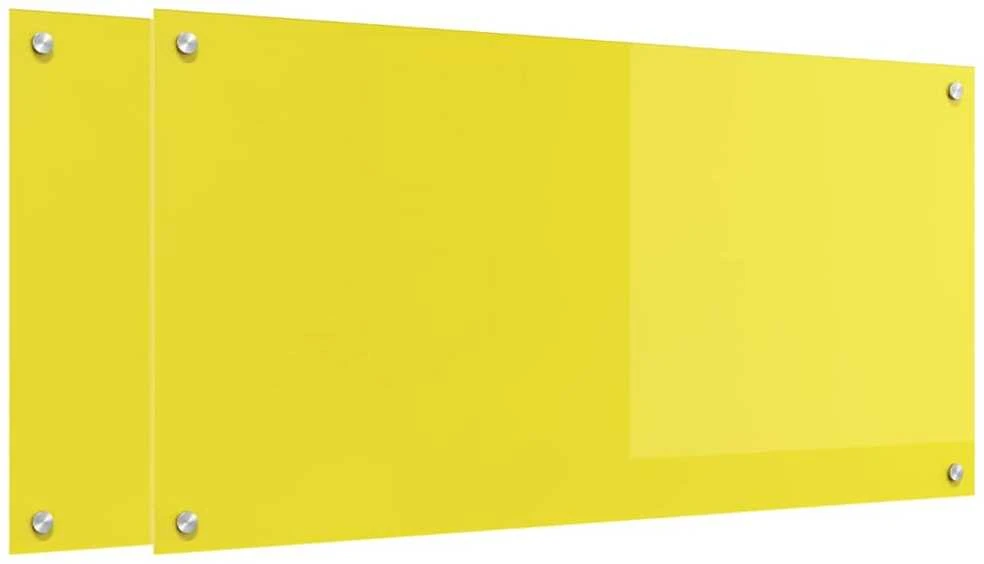 Virtuvės atbraila 2 pcs Geltona 100 x 50 cm grūdintas stiklas
