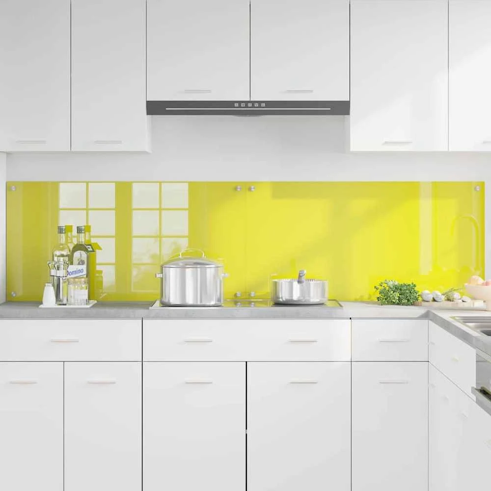 Virtuvės atbraila 2 pcs Geltona 100 x 50 cm grūdintas stiklas