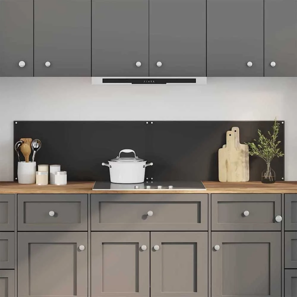 Virtuvės atbraila 2 vnt. Juoda 90 x 40 cm grūdintas stiklas