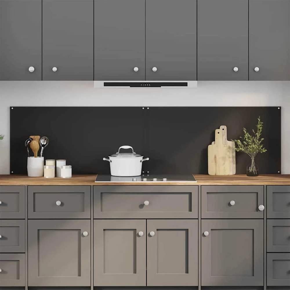 Virtuvės atbraila 2 vnt. Juoda 100 x 50 cm grūdintas stiklas