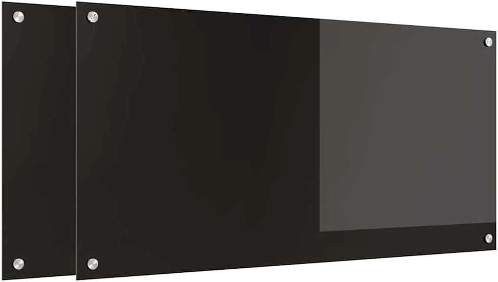Virtuvės atbraila 2 vnt. Juoda 100 x 50 cm grūdintas stiklas
