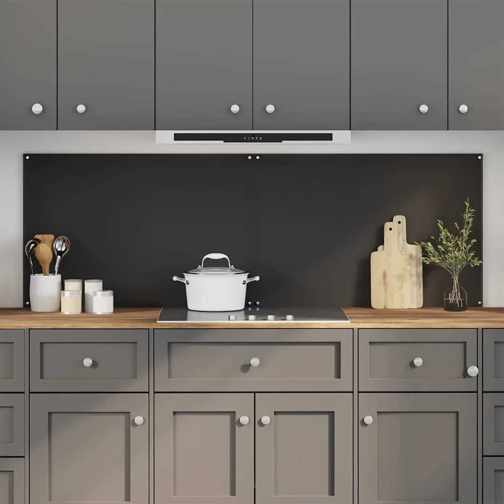 Virtuvės atbraila 2 vnt. Juoda 90 x 60 cm grūdintas stiklas