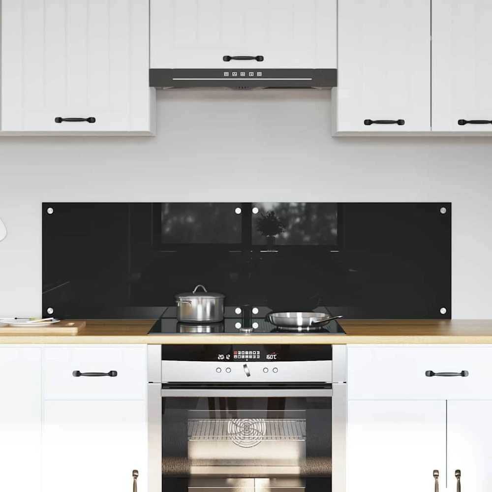Virtuvės atbraila 2 vnt. Juoda 70 x 40 cm grūdintas stiklas