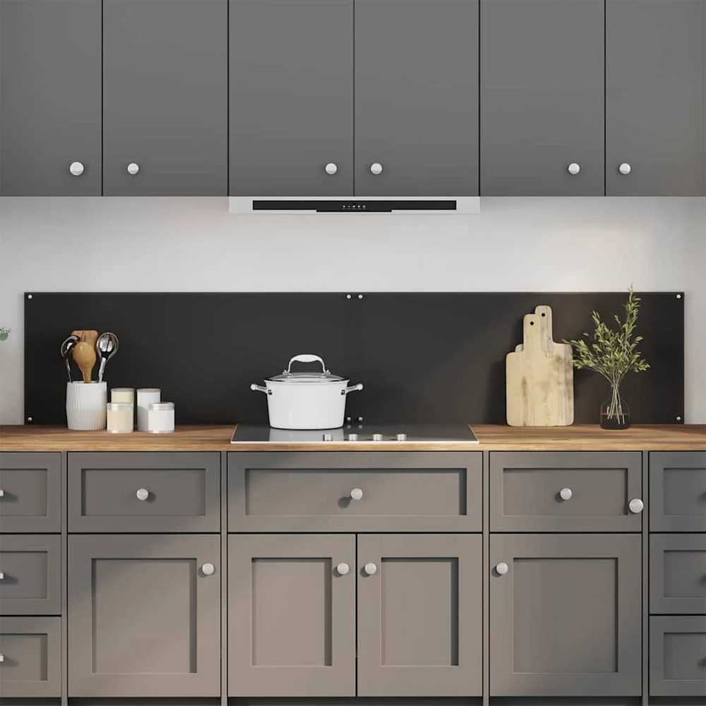 Virtuvės atbraila 2 vnt. Juoda 100 x 40 cm grūdintas stiklas
