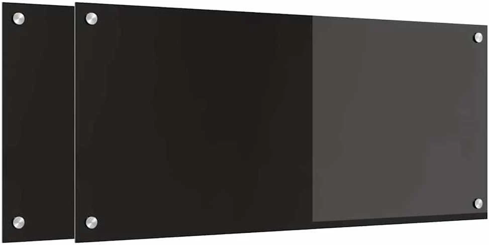 Virtuvės atbraila 2 vnt. Juoda 90 x 40 cm grūdintas stiklas