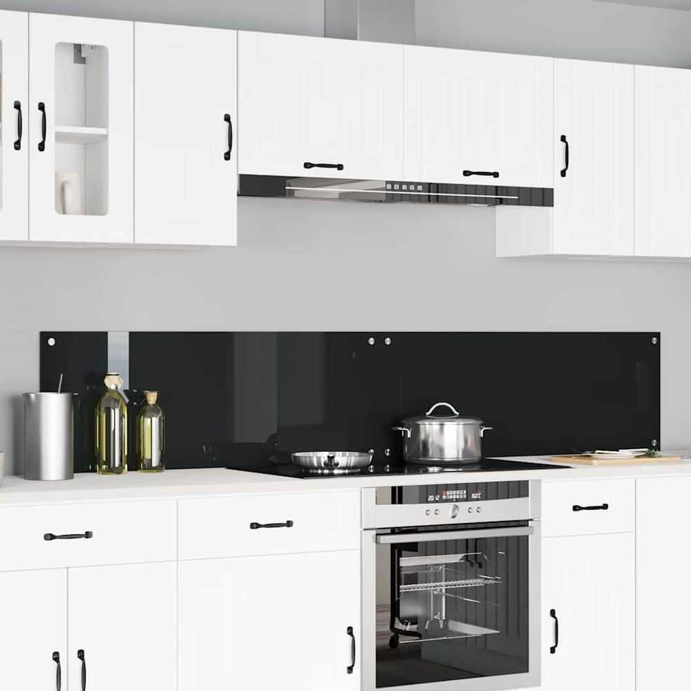 Virtuvės atbraila 2 vnt. Juoda 110 x 40 cm grūdintas stiklas