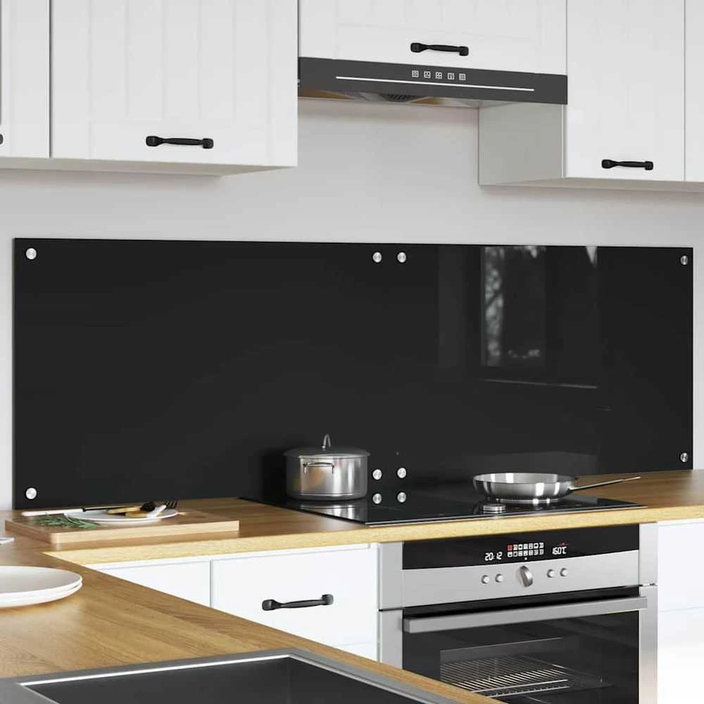 Virtuvės atbraila 2 vnt. Juoda 80 x 50 cm grūdintas stiklas