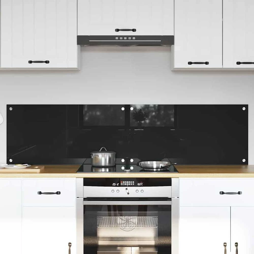 Virtuvės atbraila 2 vnt. Juoda 80 x 40 cm grūdintas stiklas
