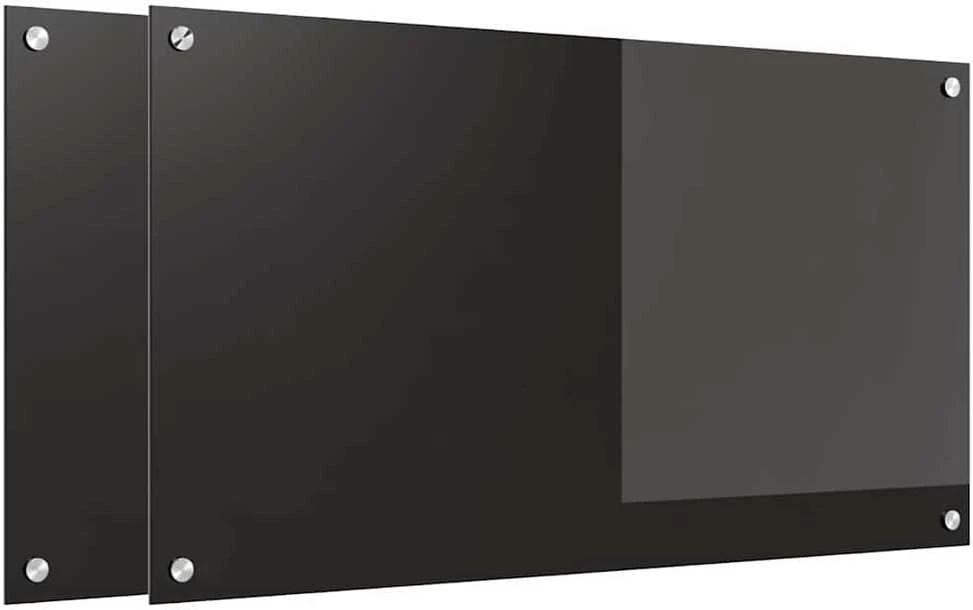 Virtuvės atbraila 2 vnt. Juoda 90 x 50 cm grūdintas stiklas